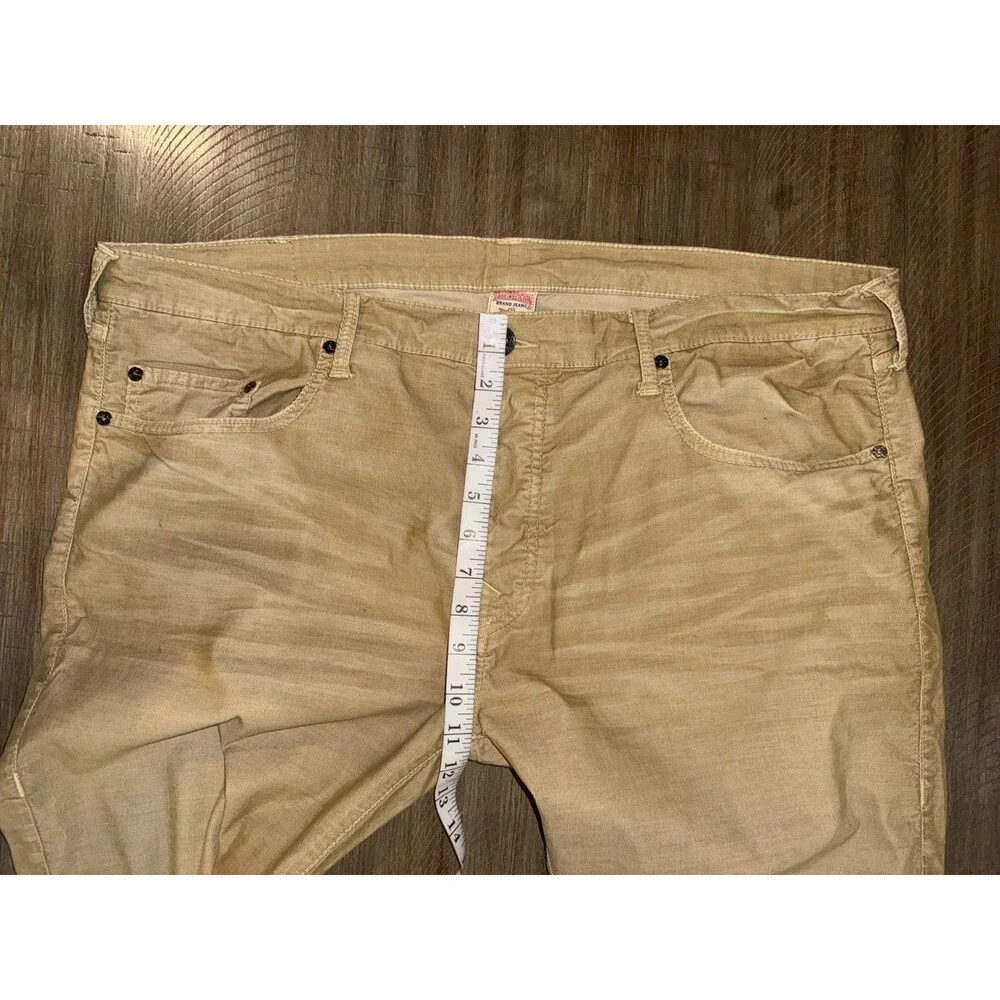 True Religion Bobby Straight Leg Corduroy Pants Khaki Brown Tan Men’s Size 42